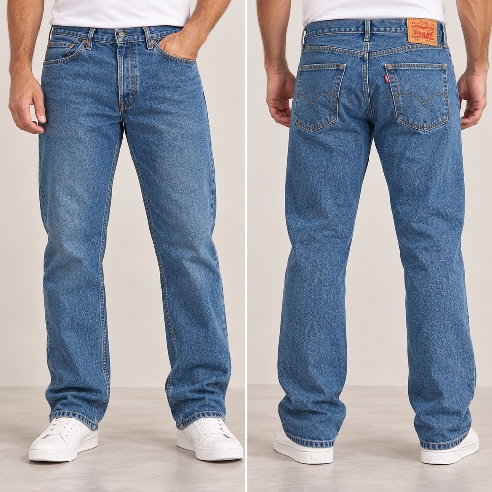 Levis 505 Regular Fit Straight Leg Jeans Medium Wash Blue W38 L32 00505-4891